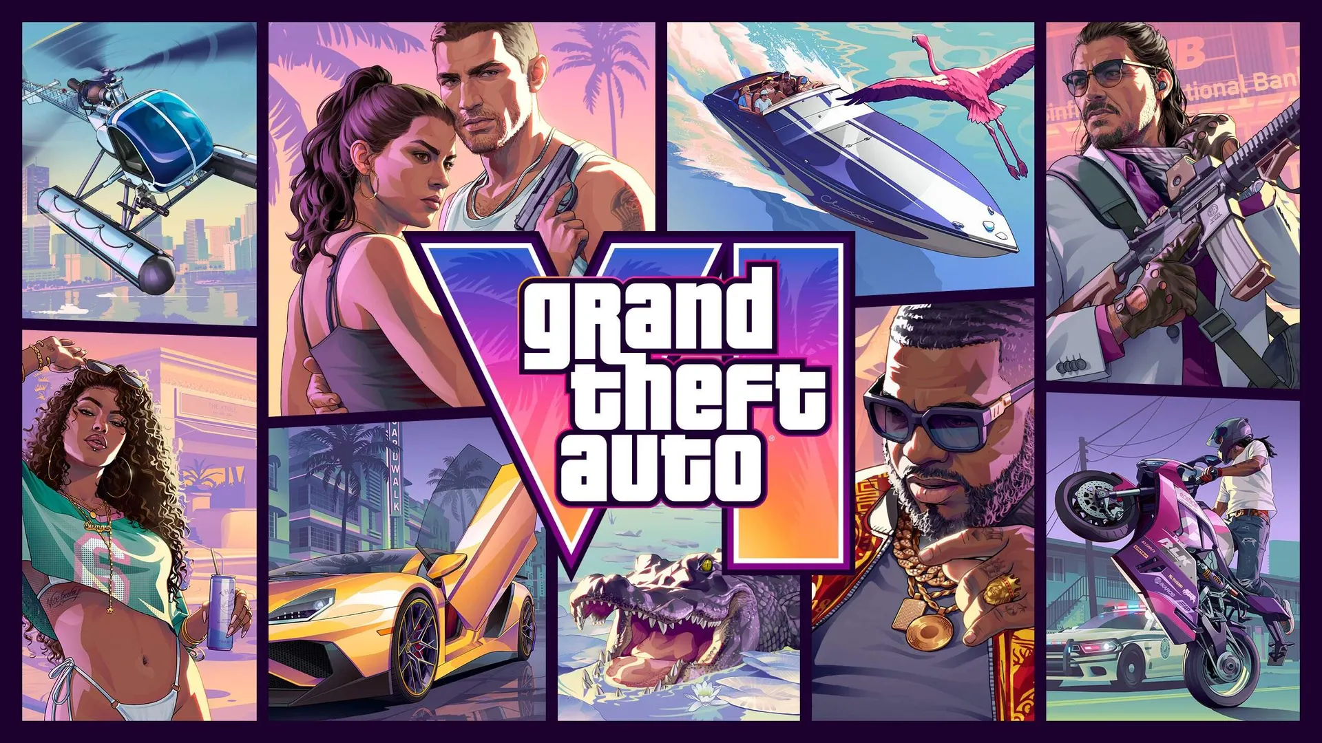 Grand Theft Auto VI 角色载具与水上场景拼贴