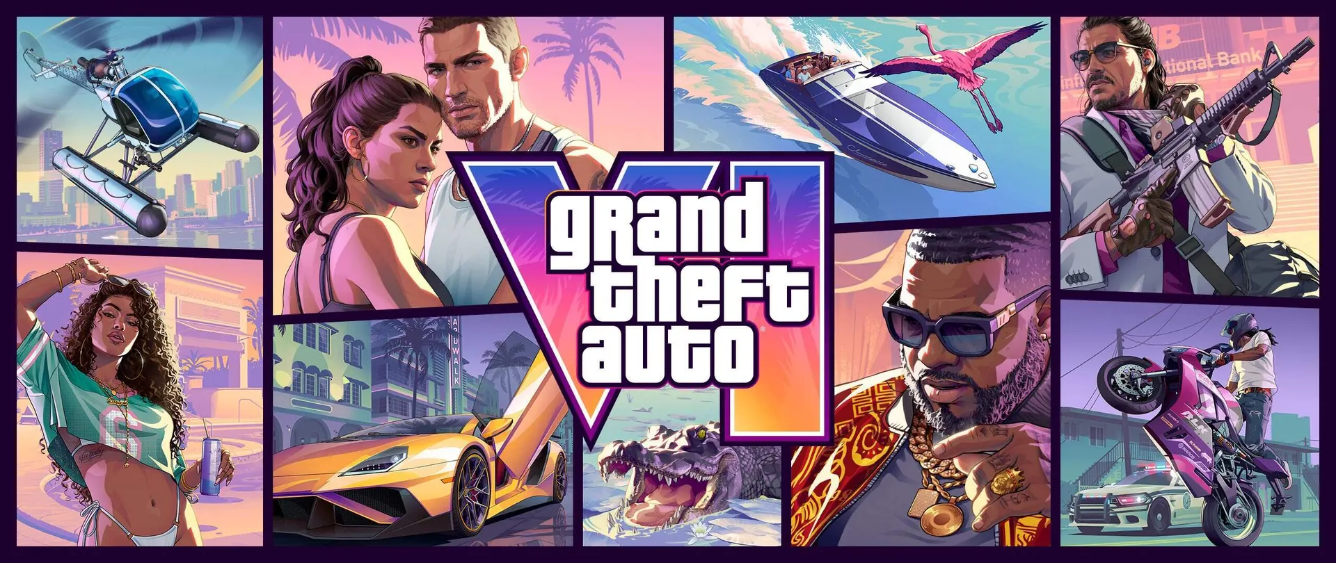 Grand Theft Auto VI 直升机快艇与摩托视觉海报